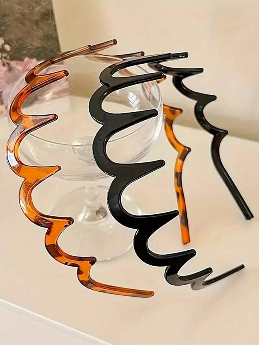 SHEIN شريط رأس 2 قطعة بتصميم متموج وطبعة نمر قابلة للعكس