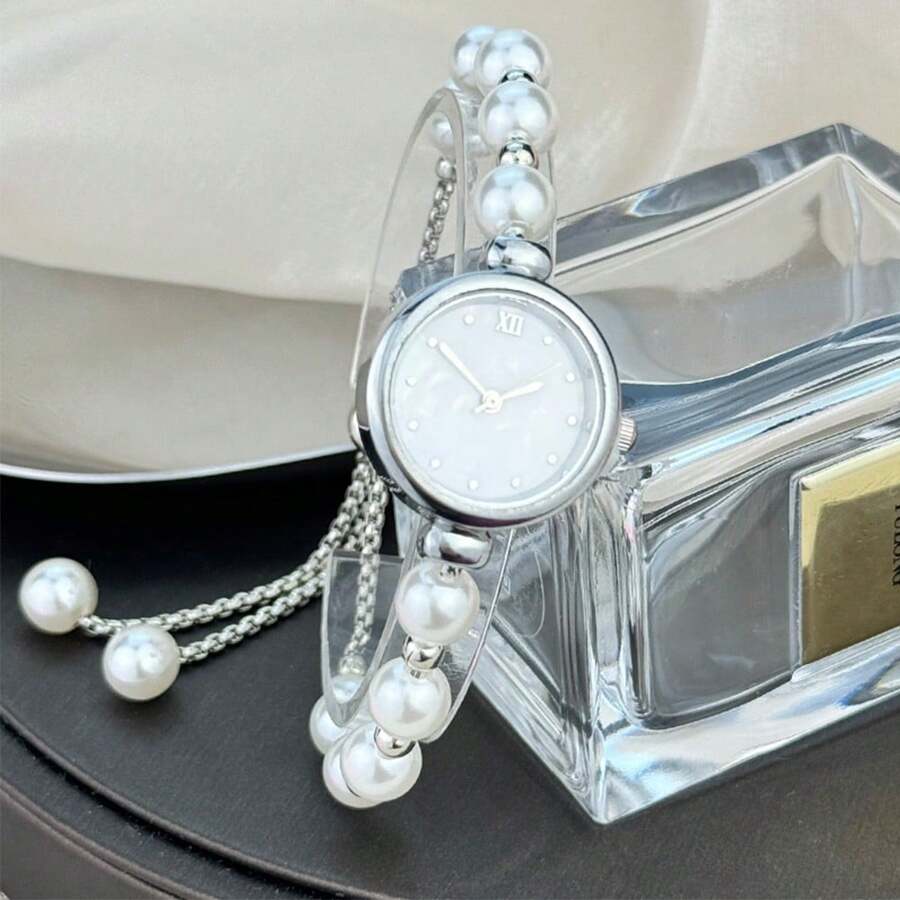 SHEIN ساعة كوارتز أنيقة بلون فضي