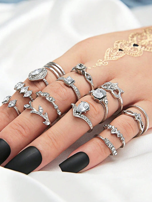 SHEIN مجموعة من 15 خاتم بتصاميم متنوعة