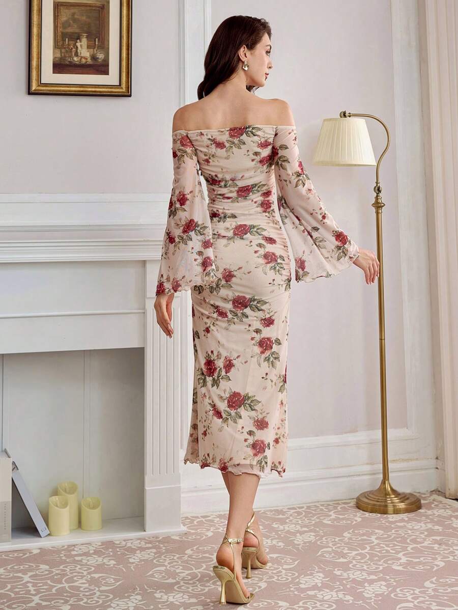 SHEIN Vintamour فستان أنيق بتصميم كتف مكشوف