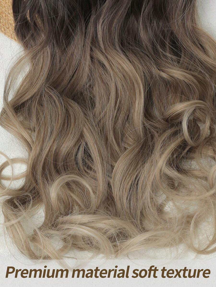SHEIN باروكة إضافات شعر 7 قطع 22 بوصة بلون أسود بني متموج