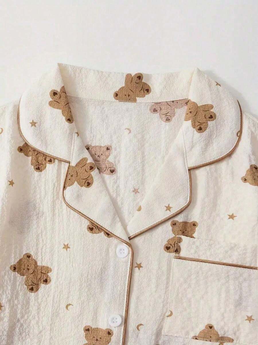 SHEIN بيجاما نسائية 2 قطعة بطبعة دب