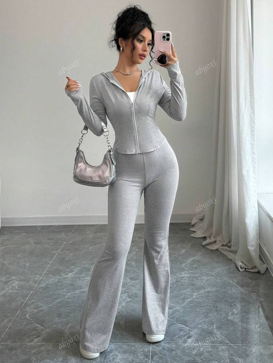 SHEIN abyoxi طقم رياضي قطعتين هودي مع بنطلون واسع