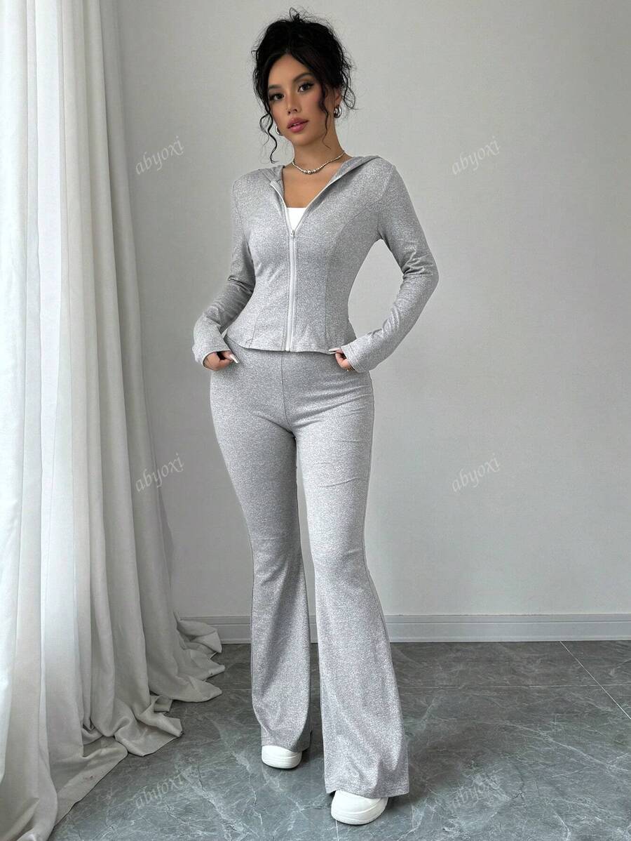 SHEIN abyoxi طقم رياضي قطعتين هودي مع بنطلون واسع