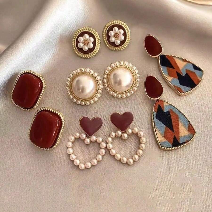 SHEIN مجموعة 10 قطع أقراط أذن بأشكال مختلفة