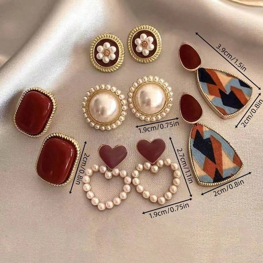 SHEIN مجموعة 10 قطع أقراط أذن بأشكال مختلفة