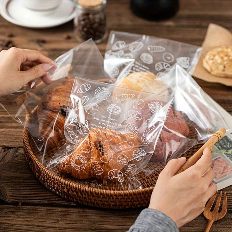 SHEIN أكياس تعبئة شفافة للخبز والسندويشات مقاومة للتسرب