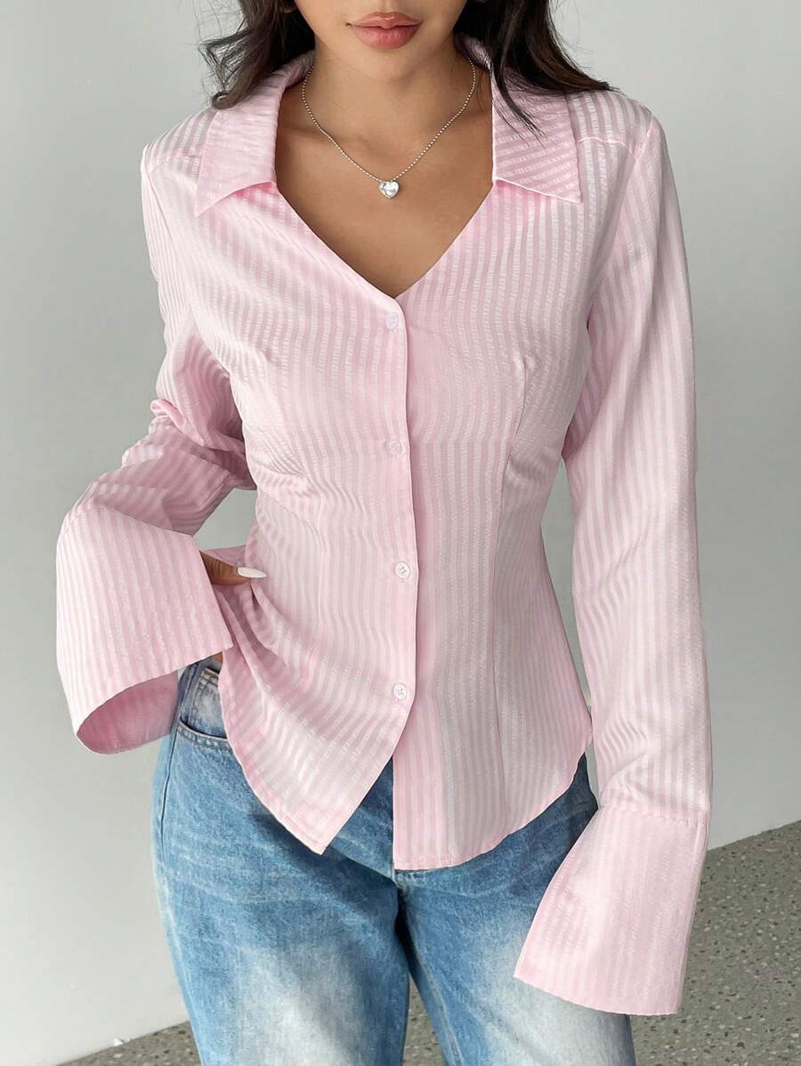 SHEIN Flirla قميص كاجوال أنيق بأكمام طويلة