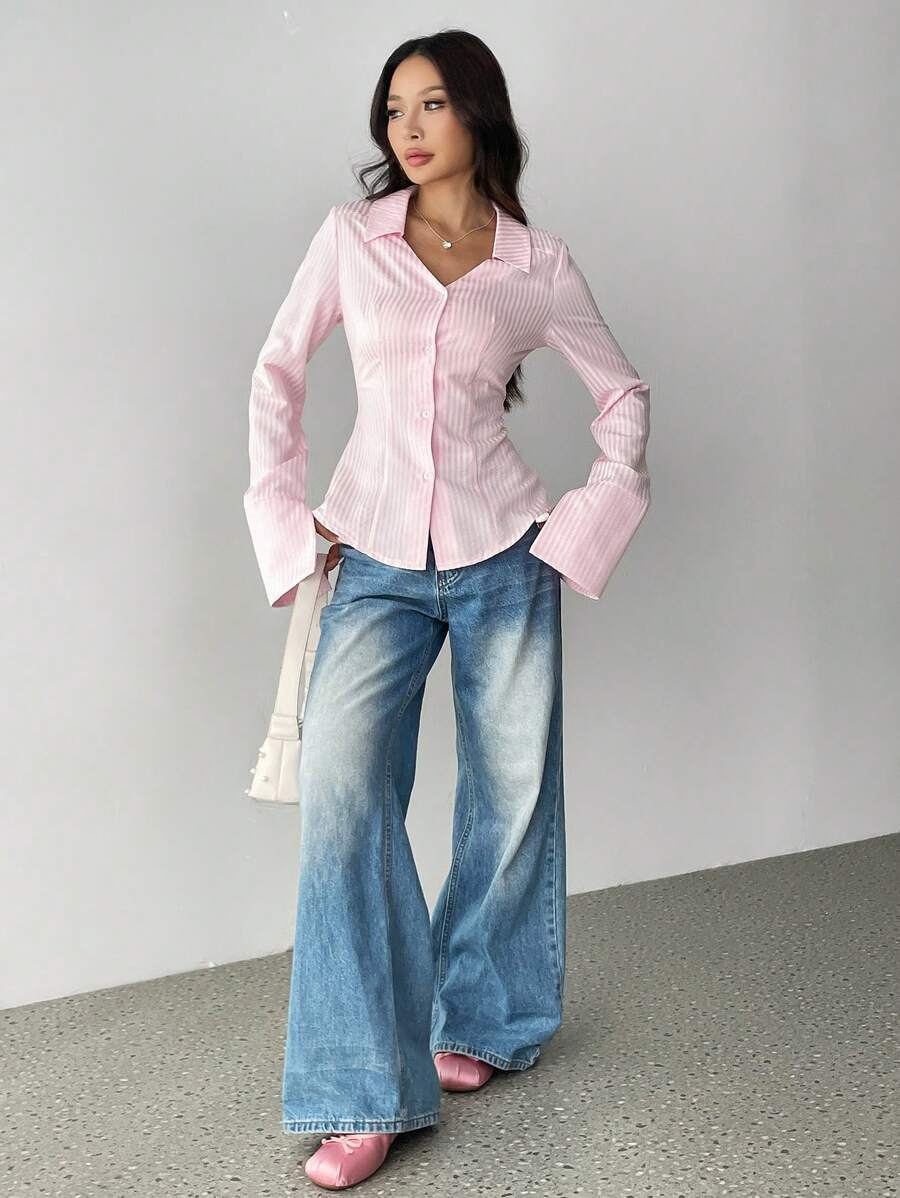 SHEIN Flirla قميص كاجوال أنيق بأكمام طويلة