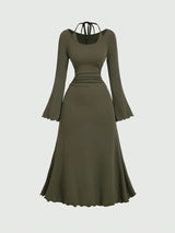 SHEIN MOD فستان طويل بأكمام واسعة وخصر مشدود