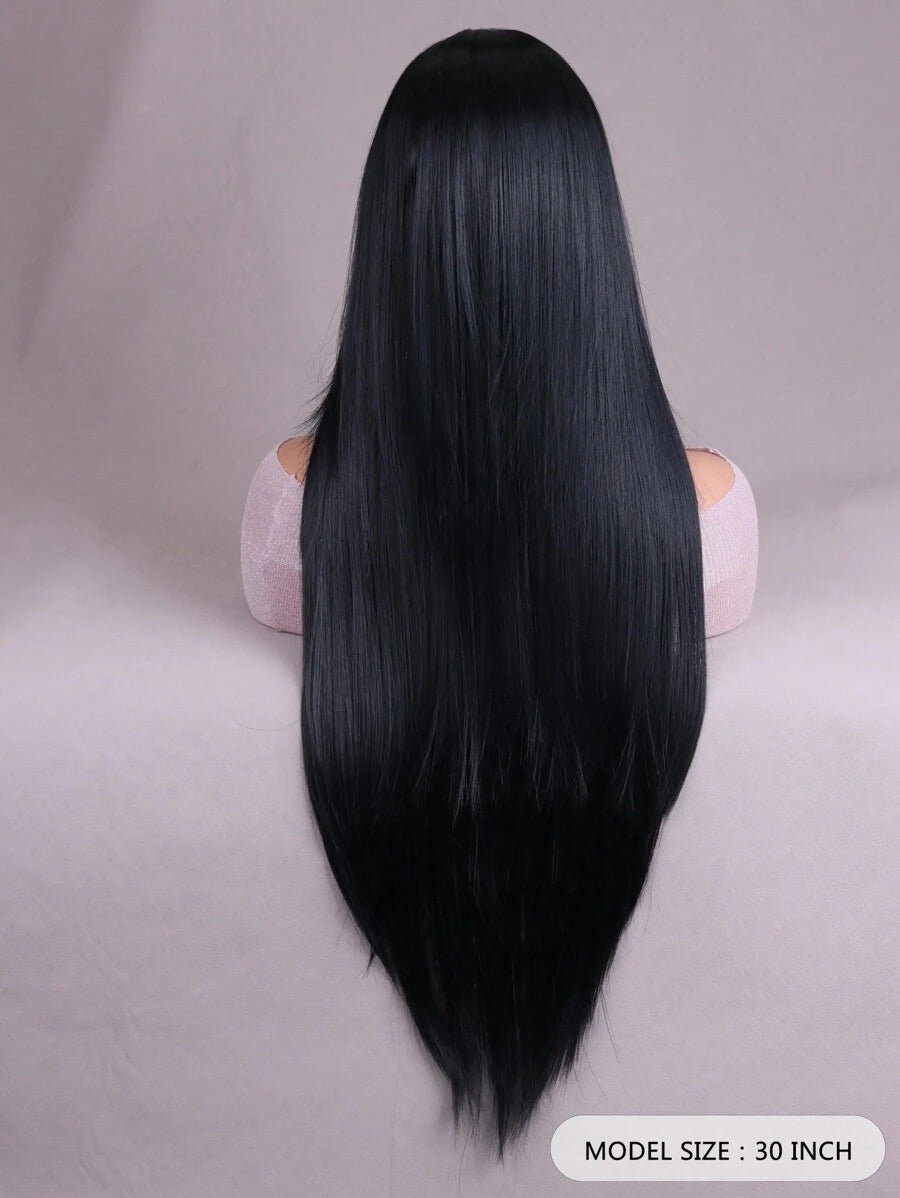 SHEIN شعر مستعار أسود طويل مستقيم 30 بوصة