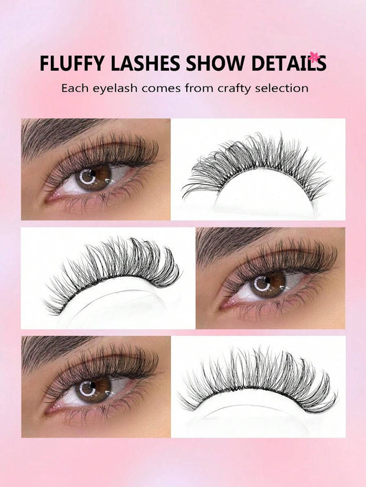 SHEIN Asiteo طقم 7 أزواج رموش عين القطة ثلاثية الأبعاد