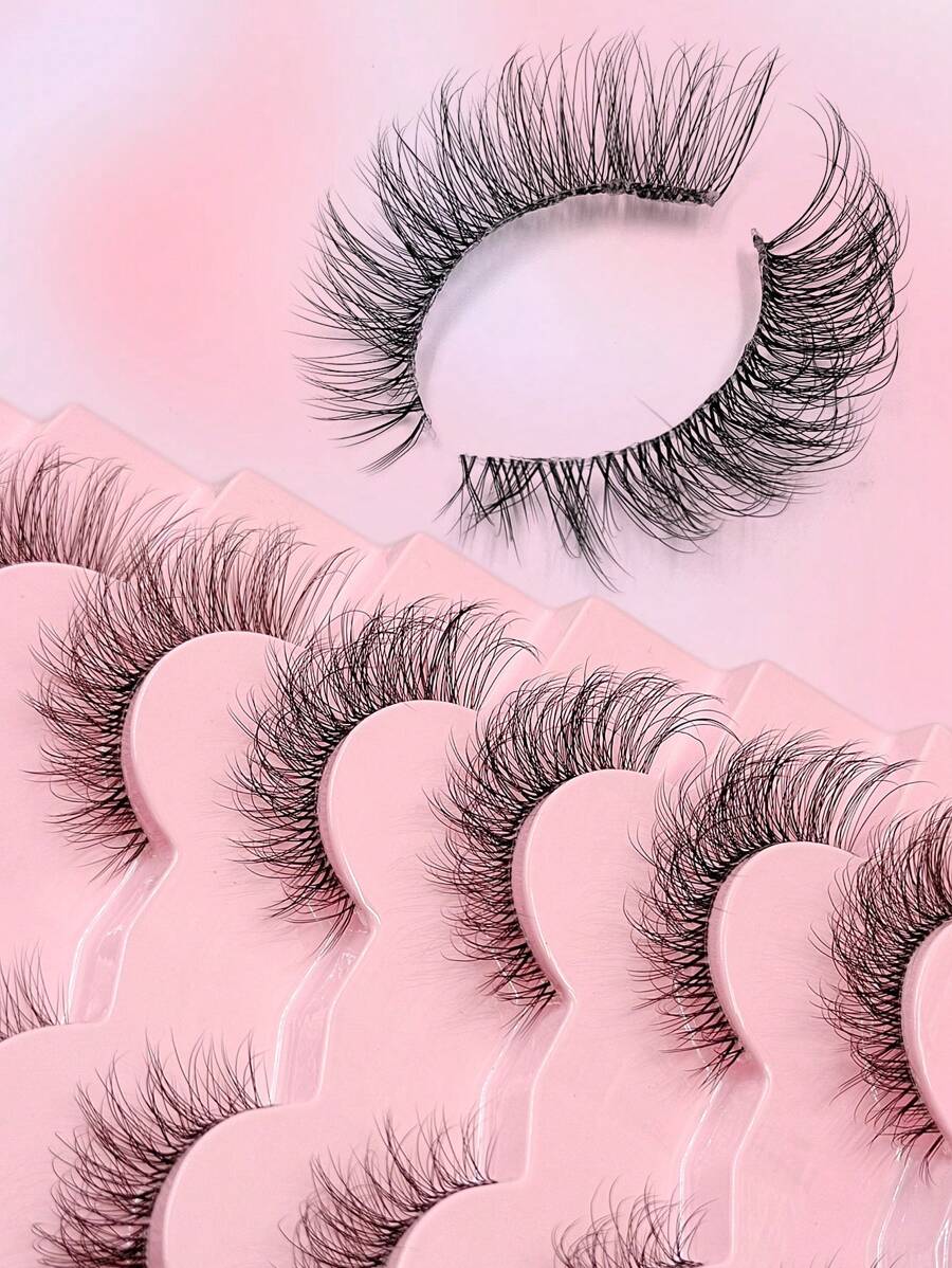 SHEIN Asiteo طقم 7 أزواج رموش عين القطة ثلاثية الأبعاد