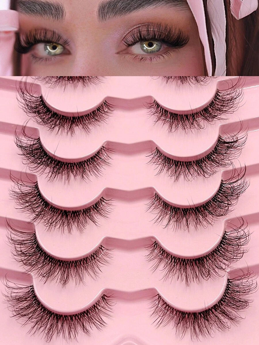SHEIN Asiteo طقم 7 أزواج رموش عين القطة ثلاثية الأبعاد