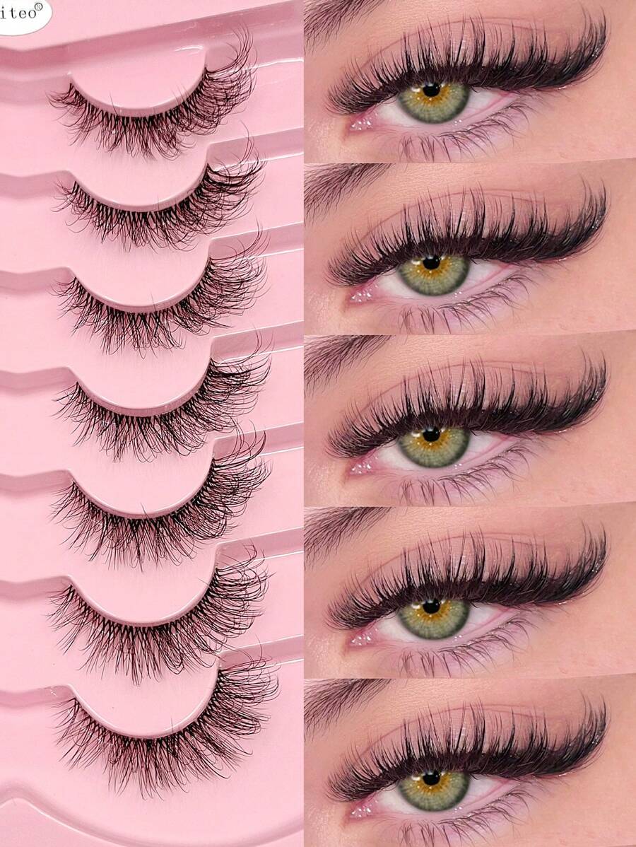 SHEIN Asiteo طقم 7 أزواج رموش عين القطة ثلاثية الأبعاد