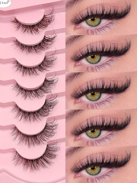SHEIN Asiteo طقم 7 أزواج رموش عين القطة ثلاثية الأبعاد