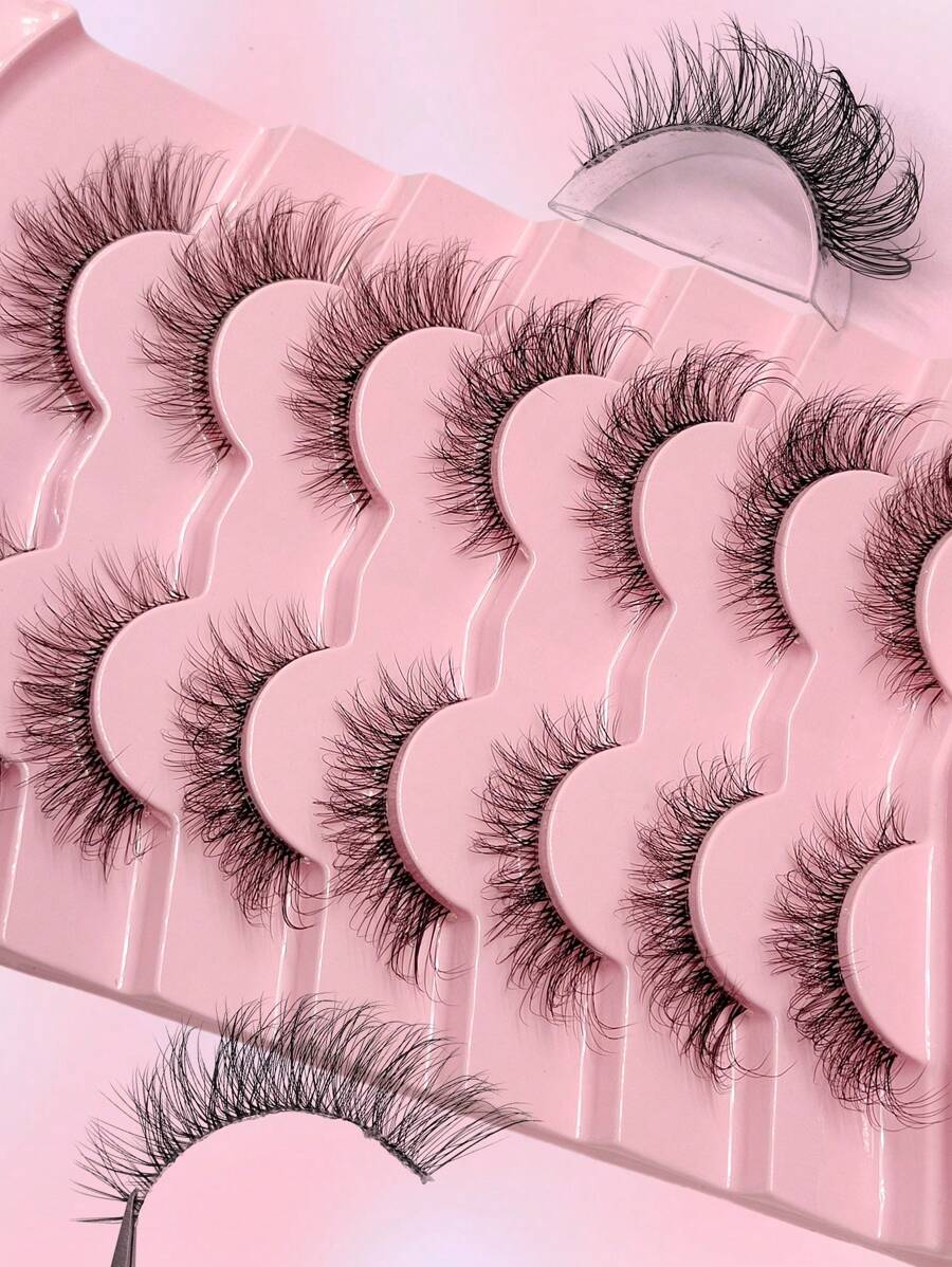 SHEIN Asiteo طقم 7 أزواج رموش عين القطة ثلاثية الأبعاد