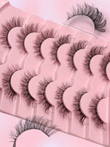 SHEIN Asiteo طقم 7 أزواج رموش عين القطة ثلاثية الأبعاد