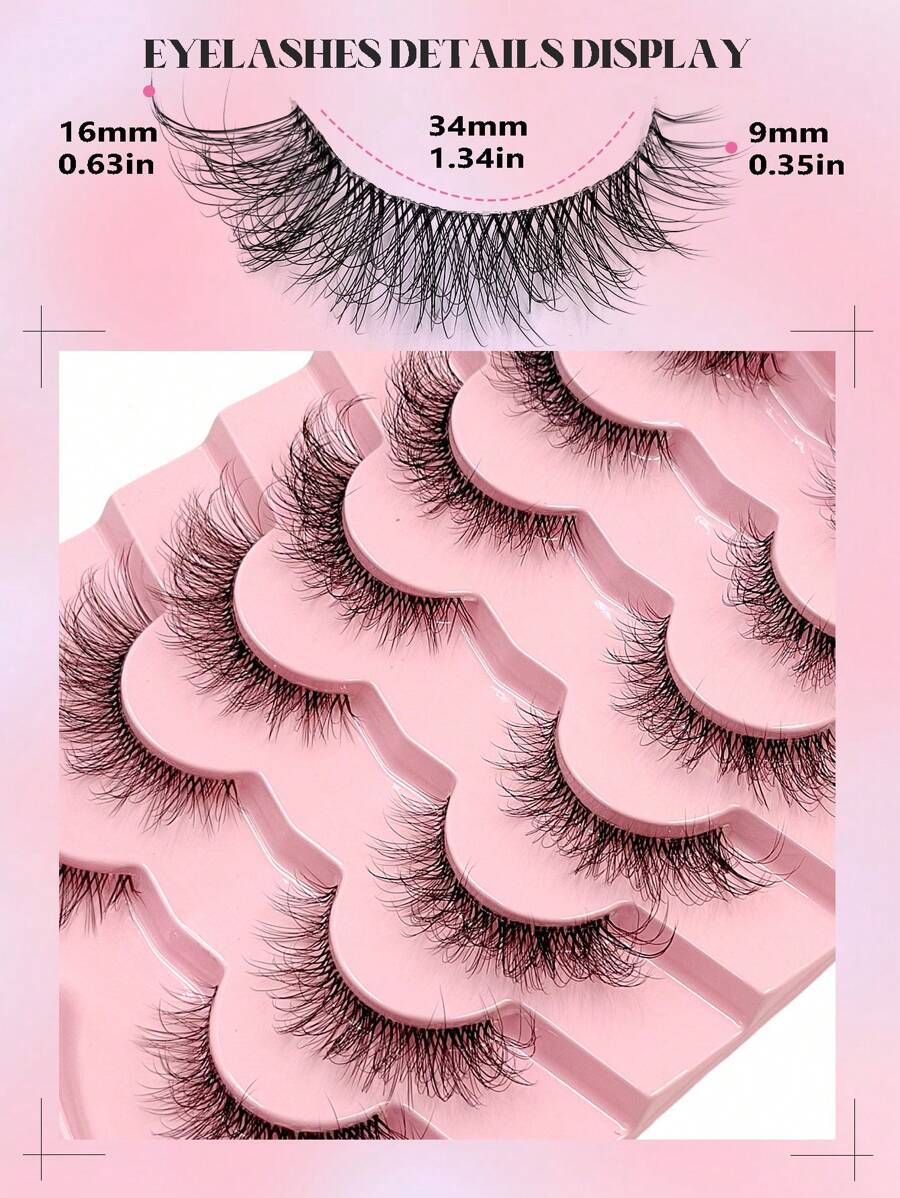 SHEIN Asiteo طقم 7 أزواج رموش عين القطة ثلاثية الأبعاد