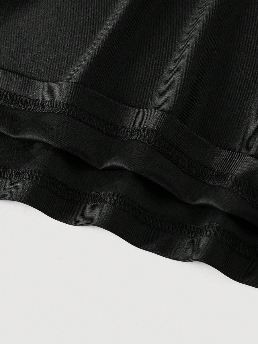 SHEIN MOD فستان كامي اسود أنيق بخصر مقعر وذيل مفرود