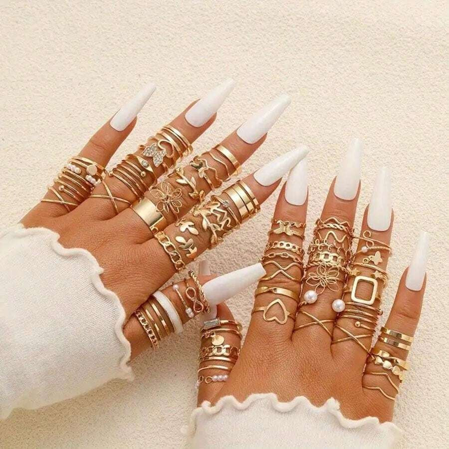 SHEIN مجموعة خواتم أنيقة 30 قطعة بتصميمات متنوعة