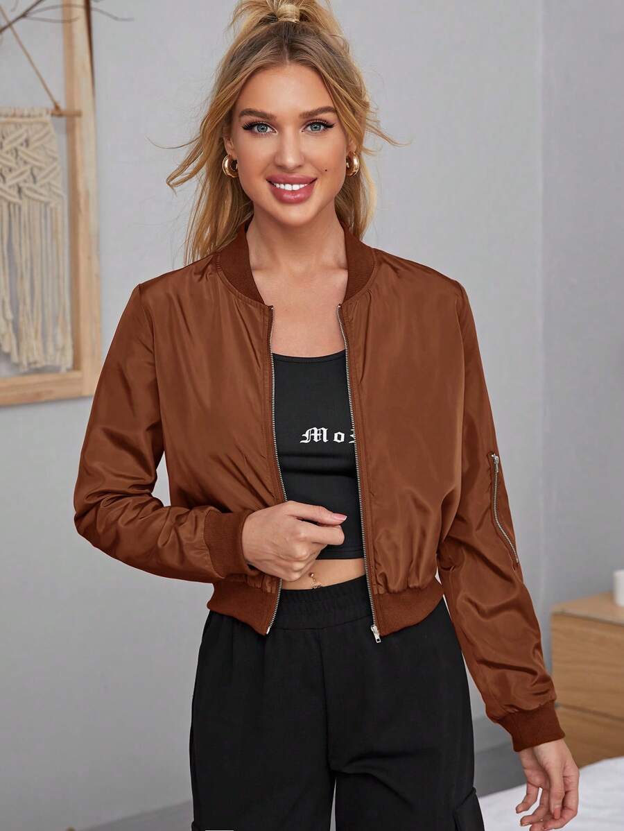 SHEIN Essnce جاكيت نسائي قصير بسحاب