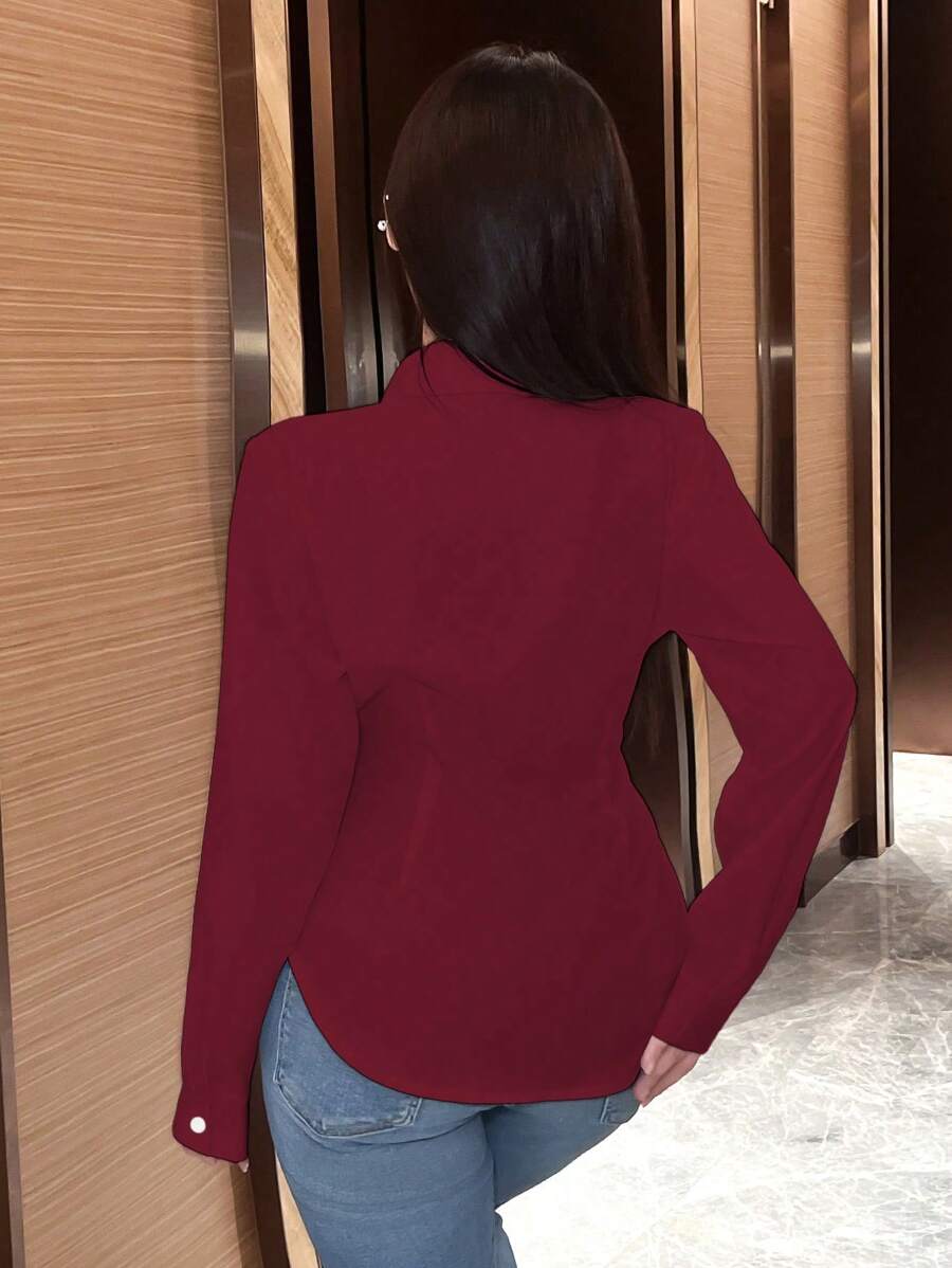 SHEIN Rafferiza قميص كاجوال منتفخ الخصر