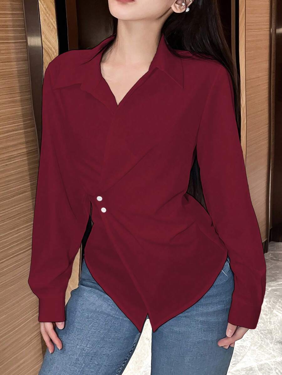 SHEIN Rafferiza قميص كاجوال منتفخ الخصر