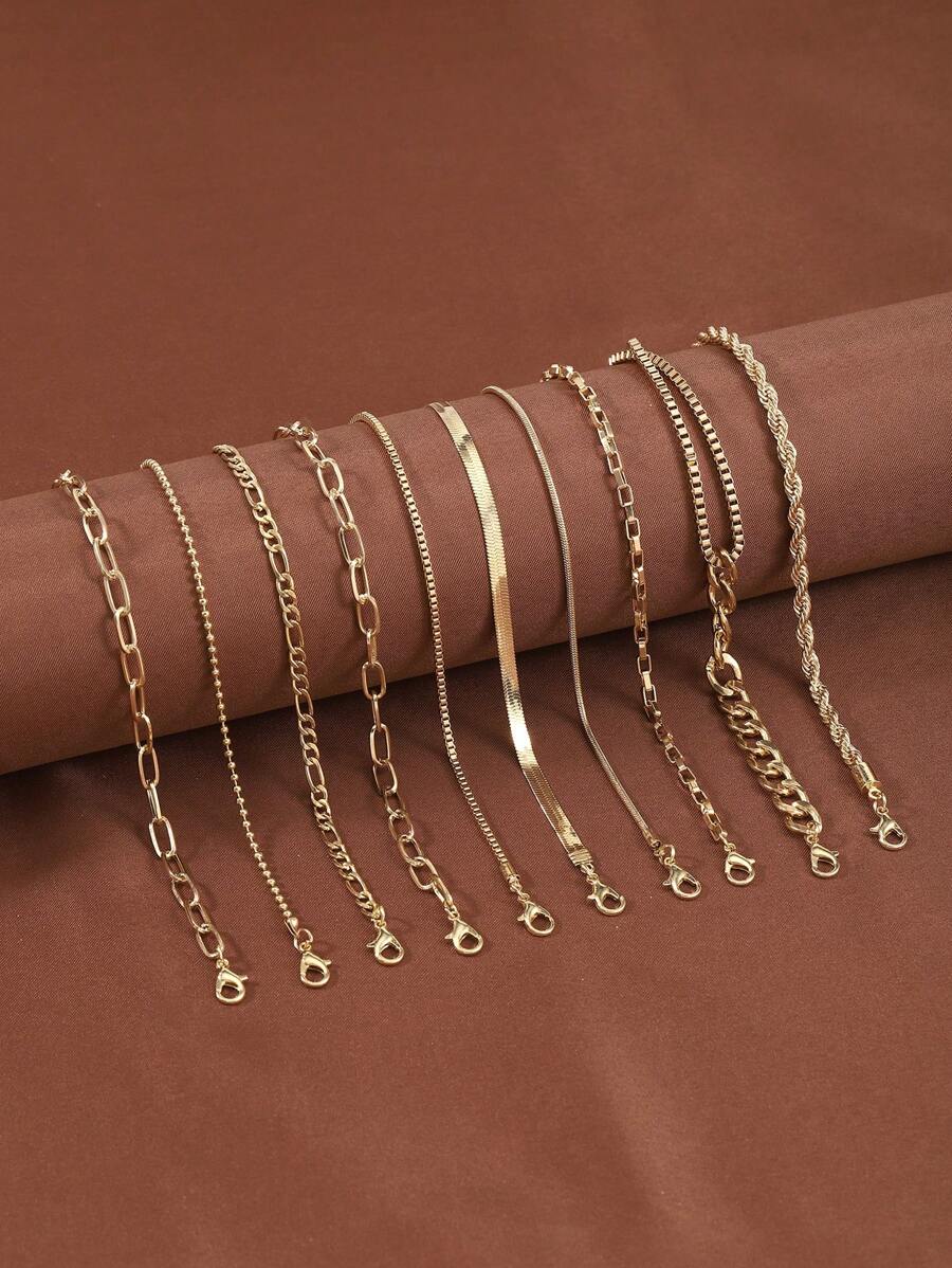 SHEIN طقم 10 أساور ضفيرة وثعبان كلاسيكية