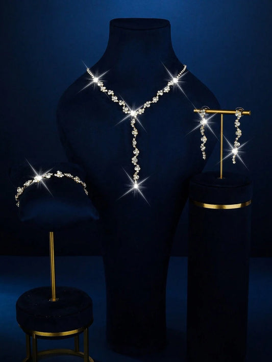 SHEIN طقم مجوهرات ذهبي 3 قطع بتصميم أنيق