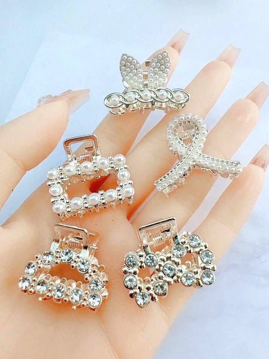 SHEIN مشابك شعر معدنية مرصعة بالراين