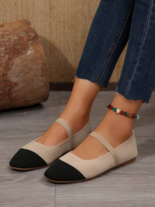 SHEIN حذاء نسائي كاجوال خريفي ذو قاعدة ناعمة وأصبع مربع وشريط مطاطي ملون