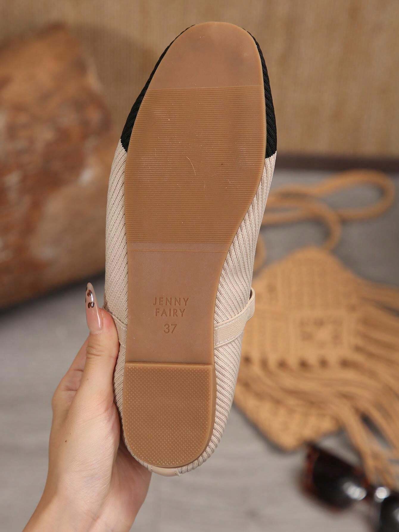 SHEIN حذاء نسائي كاجوال خريفي ذو قاعدة ناعمة وأصبع مربع وشريط مطاطي ملون