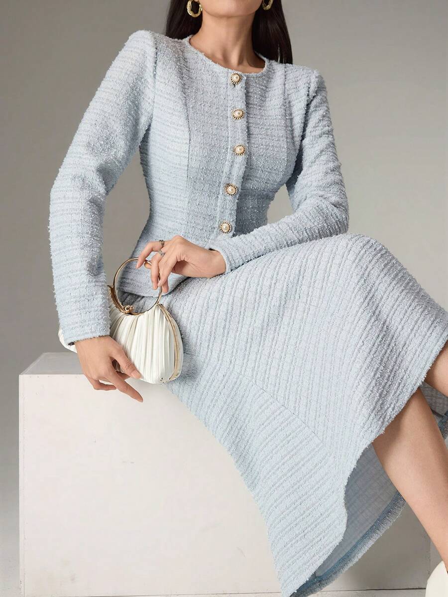 SHEIN Heiryn طقم 2 قطعة ملابس علوية بأزرار وخصر مربوط وتنورة ذيل السمكة