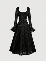SHEIN MOD فستان سهرة اسود طويل الأكمام