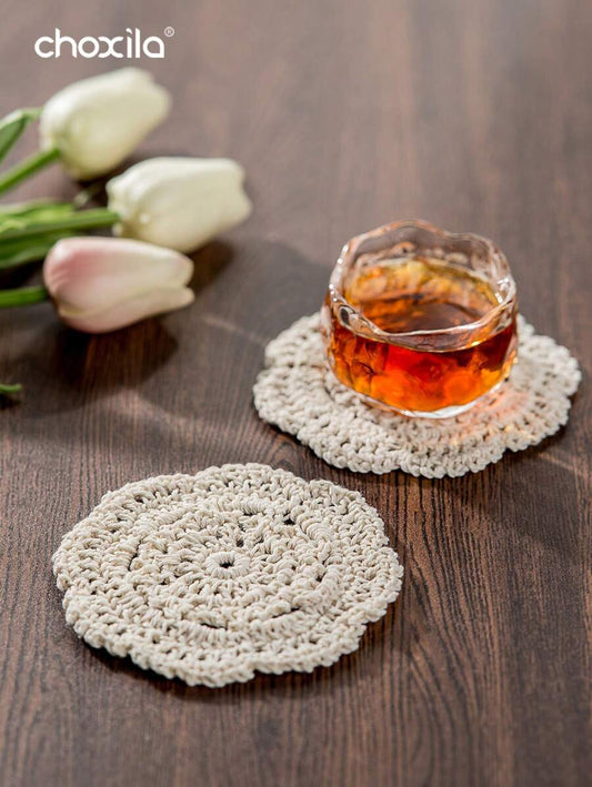 SHEIN choxila زينة رمضان حصيرة طاولة كروشيه دانتيل يدوية