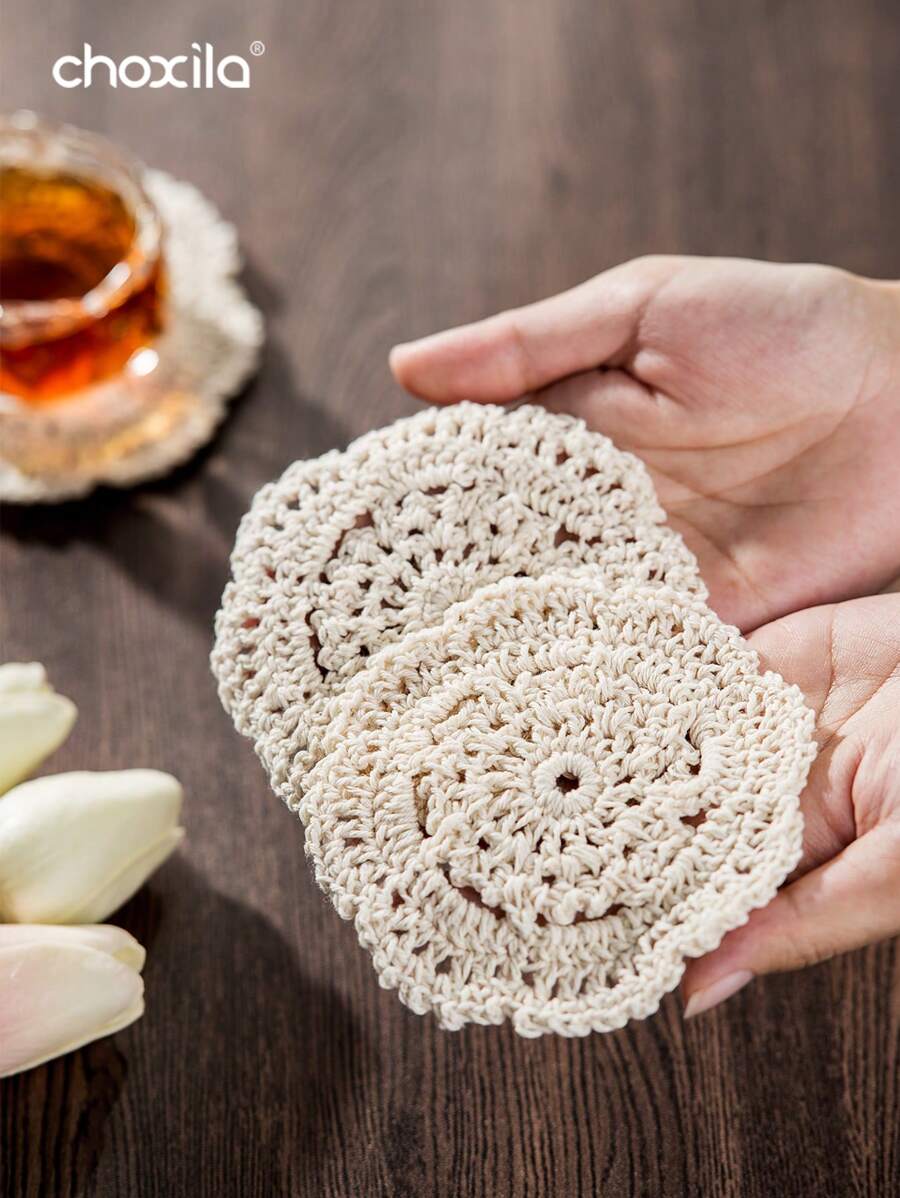 SHEIN choxila زينة رمضان حصيرة طاولة كروشيه دانتيل يدوية