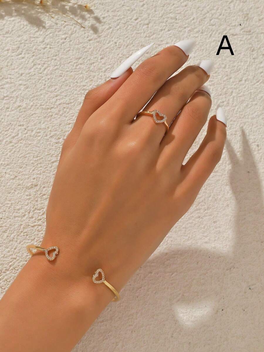 SHEIN طقم 2 سوار وخاتم بتصميم هندسي بسيط