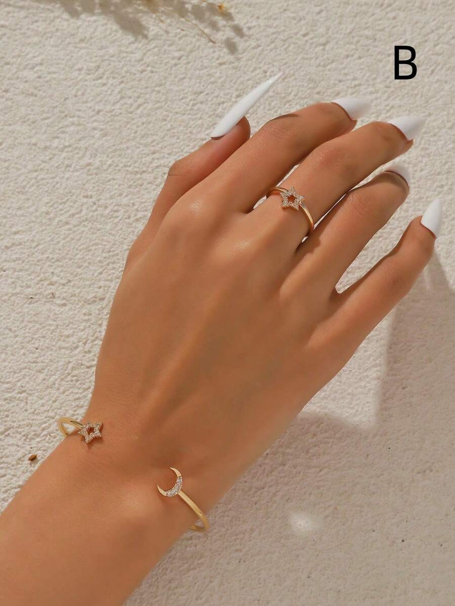 SHEIN طقم 2 سوار وخاتم بتصميم هندسي بسيط