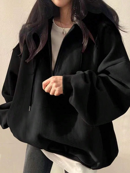 SHEIN INAWLY معطف هودي اسود مبطن حراري