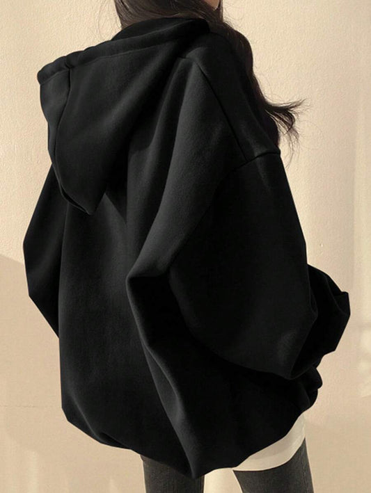 SHEIN INAWLY معطف هودي اسود مبطن حراري
