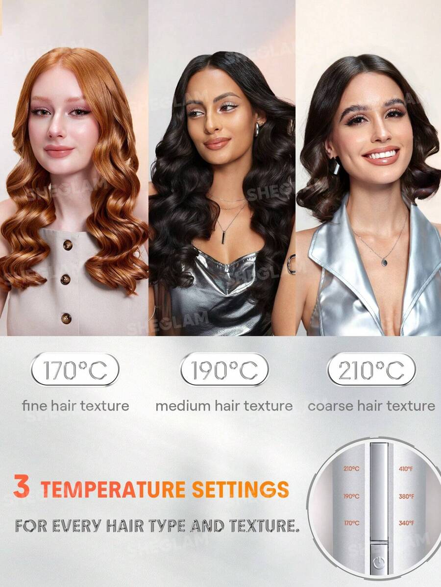 SHEGLAM HAIR مكواة تجعيد تلقائية مع 3 درجات حرارة
