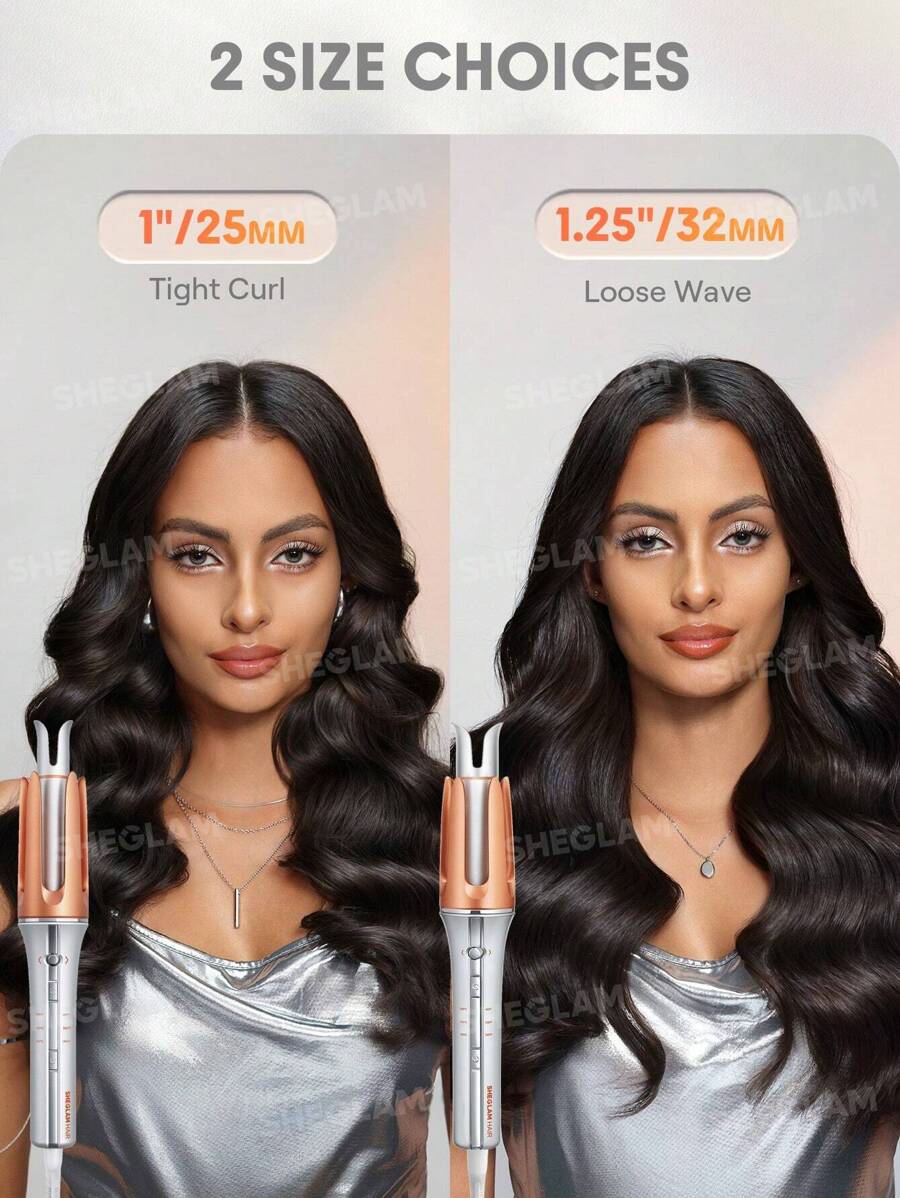 SHEGLAM HAIR مكواة تجعيد تلقائية مع 3 درجات حرارة