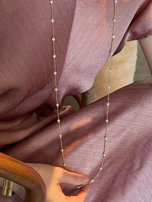 SHEIN سلسلة طويلة من الخرز مطلية بالذهب 18 قيراط