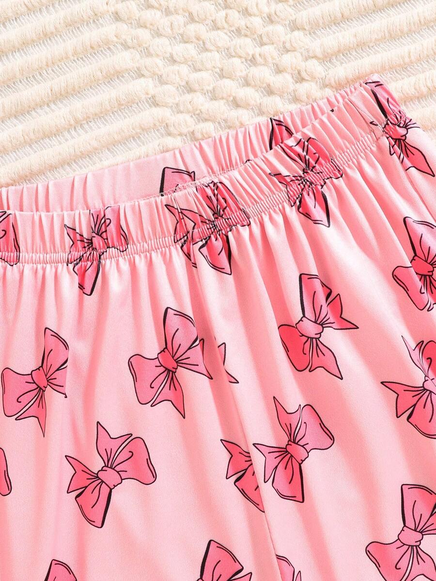 SHEIN طقم ملابس للبنات قطعتين توب بأكمام طويلة وبنطلون زهري