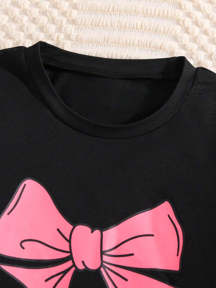 SHEIN طقم ملابس للبنات قطعتين توب بأكمام طويلة وبنطلون زهري