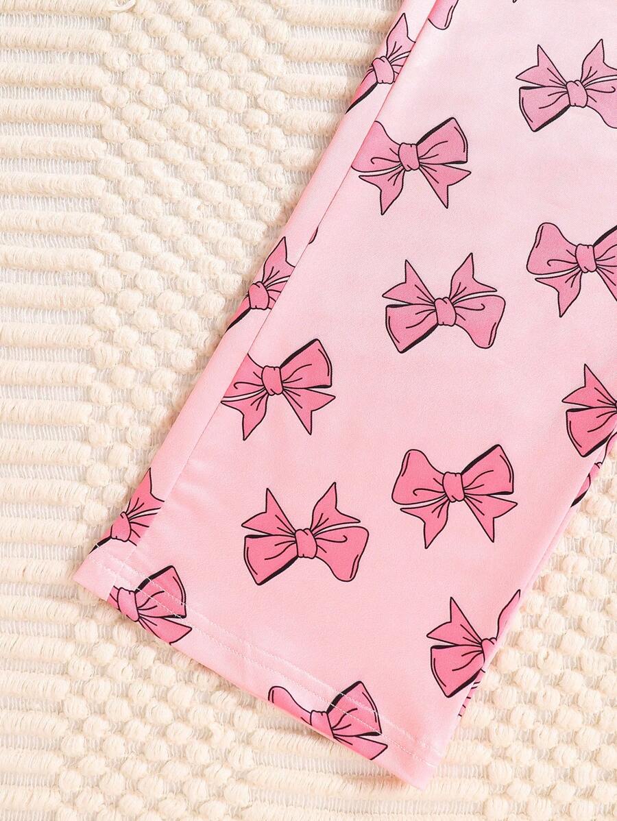 SHEIN طقم ملابس للبنات قطعتين توب بأكمام طويلة وبنطلون زهري
