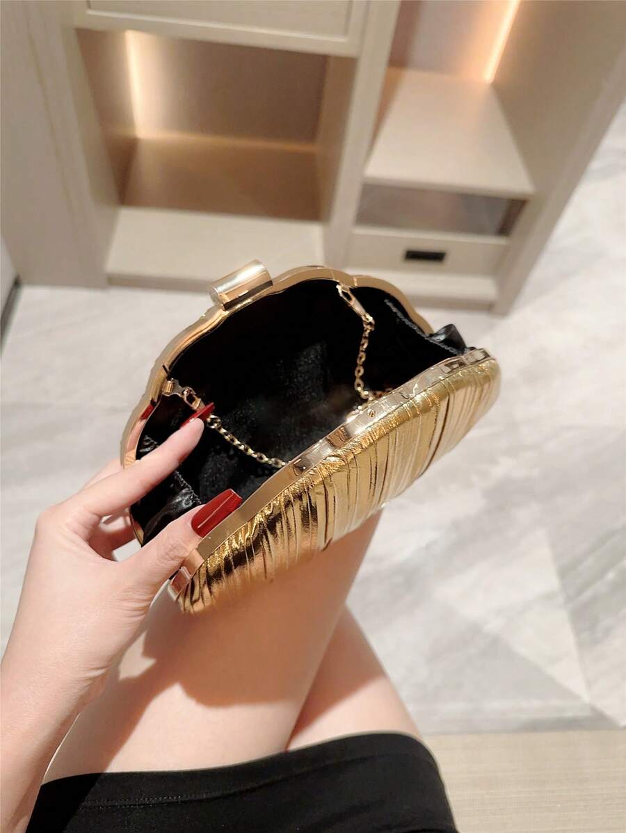 SHEIN حقيبة سهرة ذهبية لامعة مربعة للحفلات