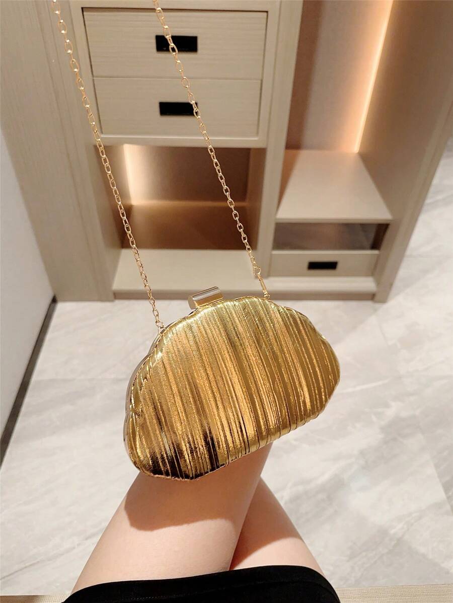 SHEIN حقيبة سهرة ذهبية لامعة مربعة للحفلات