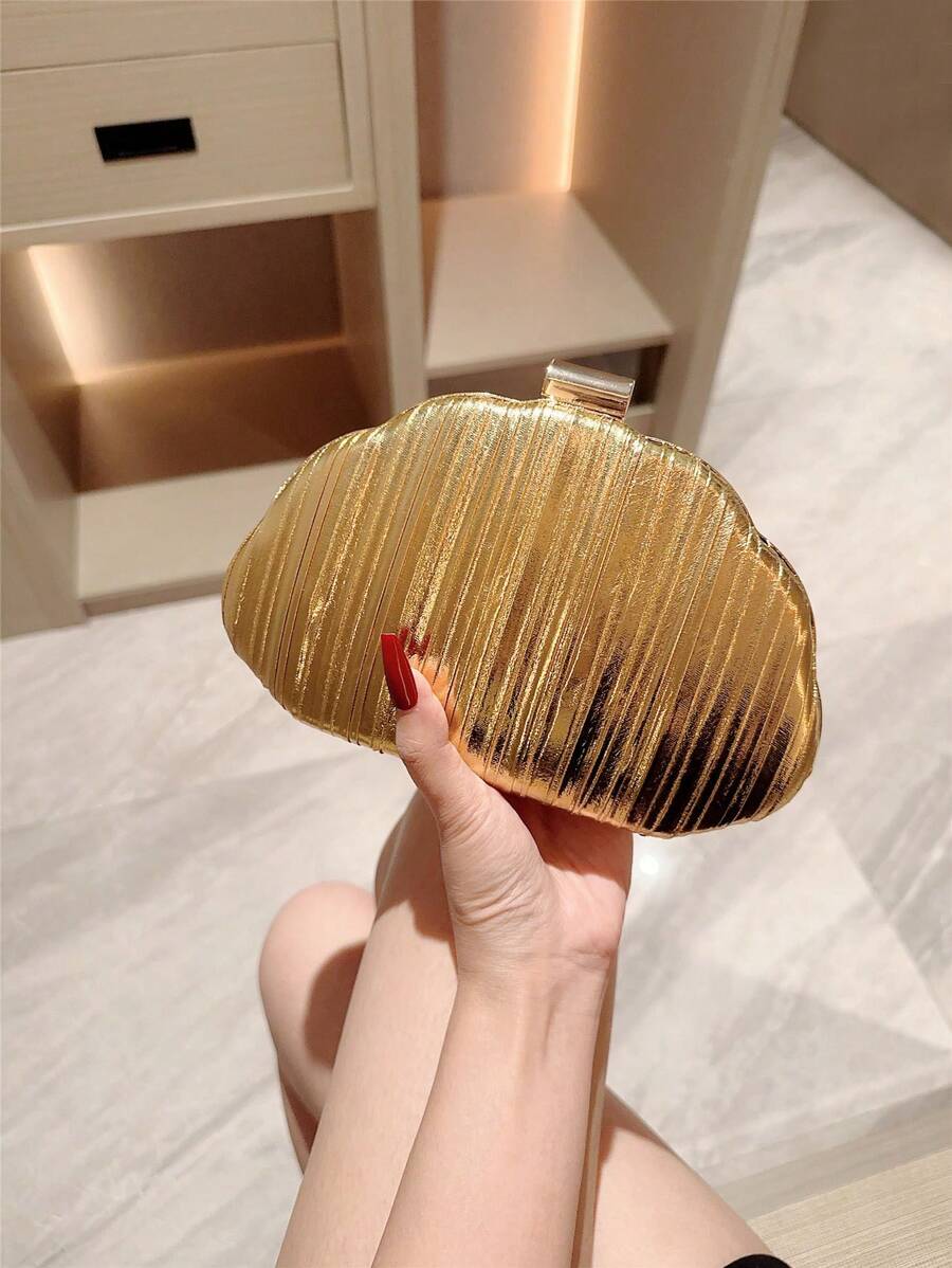 SHEIN حقيبة سهرة ذهبية لامعة مربعة للحفلات